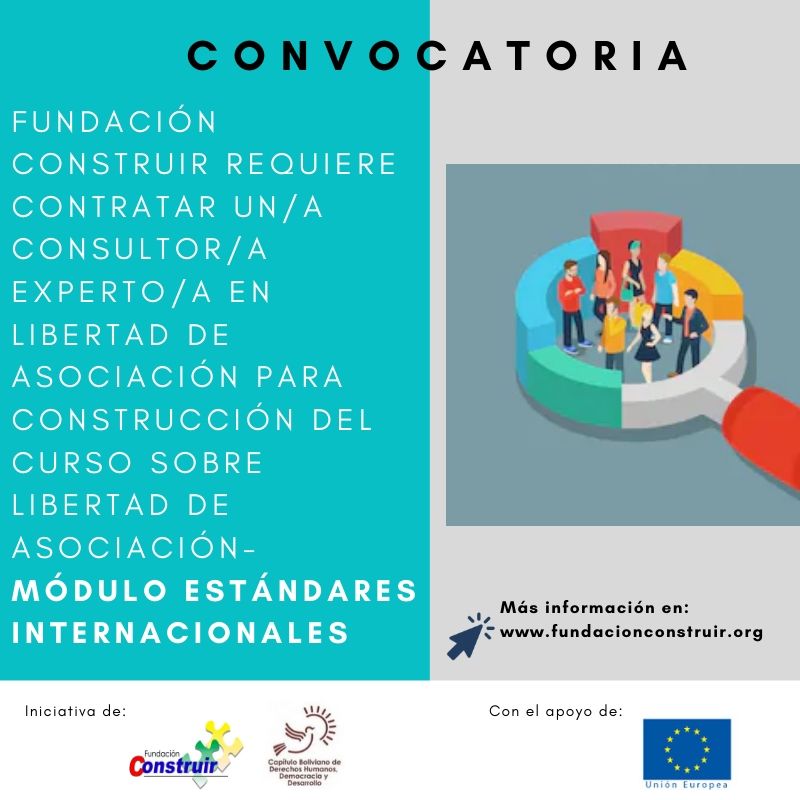 Convocatoria: Consultor(a) experto(a) en libertad de asociación para construcción del curso sobre Libertad de Asociación – Módulo ESTÁNDARES INTERNACIONALES
