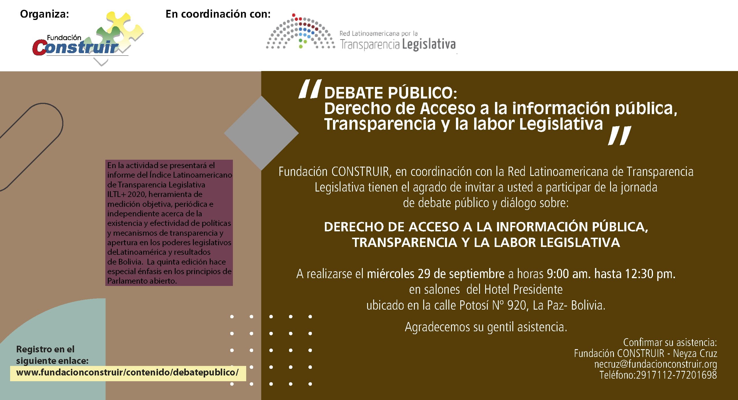 Debate público: Derecho de Acceso a la información pública, Transparencia y la labor Legislativa