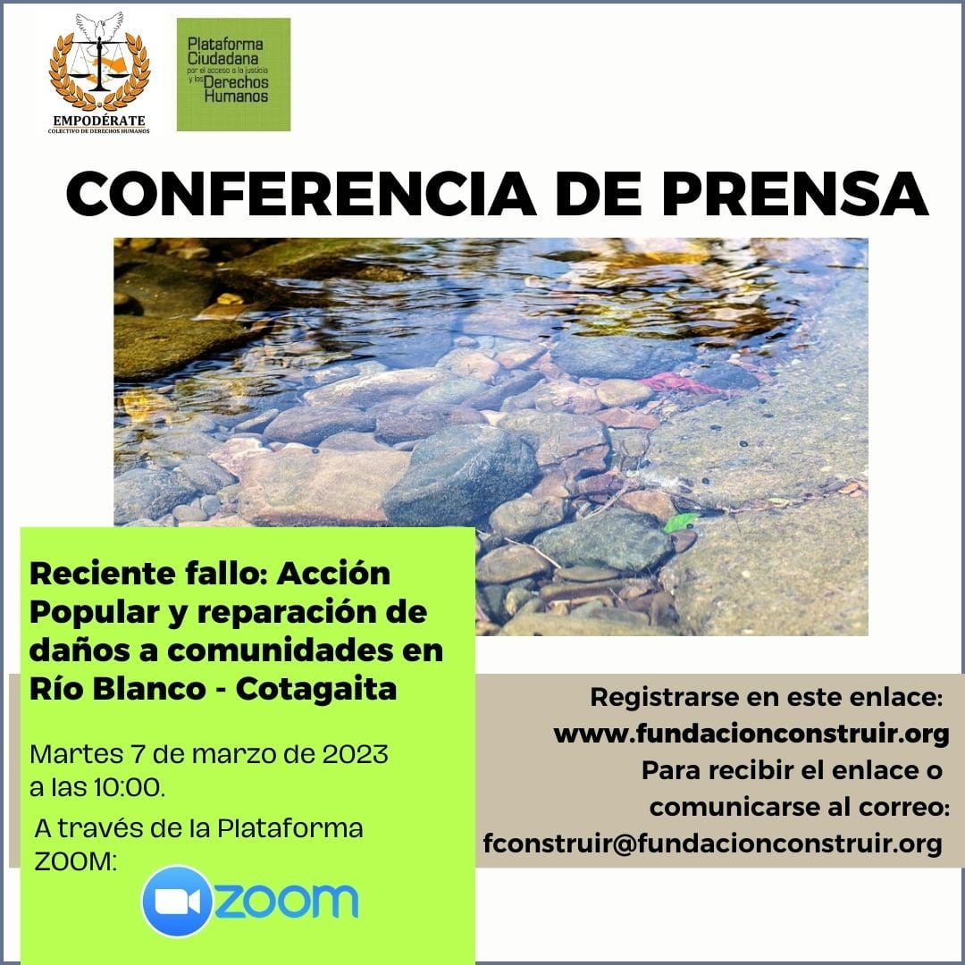 Conferencia de Prensa sobre reciente fallo AcciÃ³n Popular y ReparaciÃ³n de DaÃ±os a comunidades en RÃ­o Blanco- Cotagaita