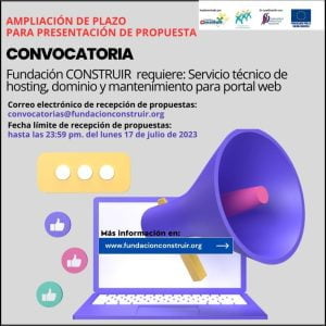 Ampliación de plazo para presentación de propuesta-Convocatoria: Servicio técnico de hosting, dominio y mantenimiento para portal web