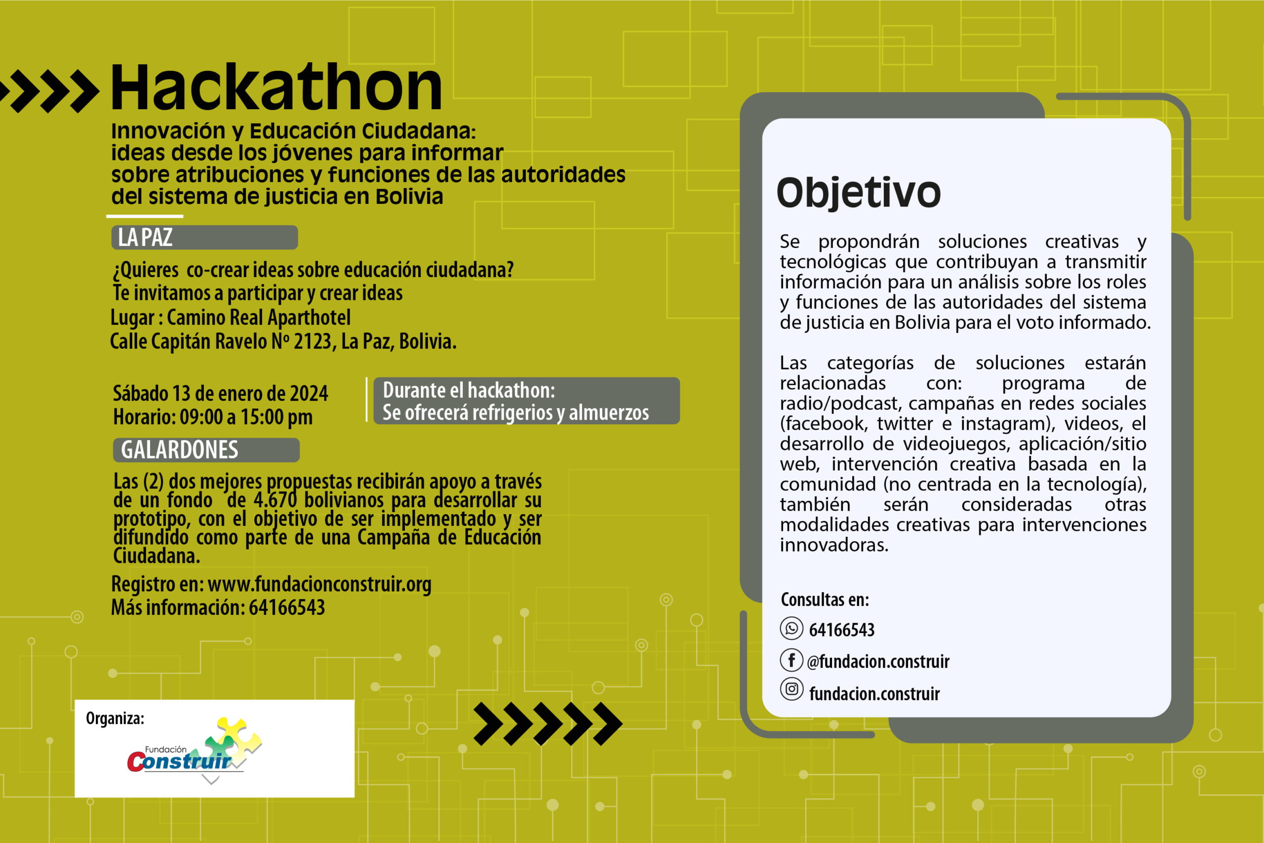 La Paz – Hackathon de innovación y educación ciudadana: ideas desde los jóvenes para informar sobre atribuciones y funciones de las autoridades del sistema de justicia en Bolivia