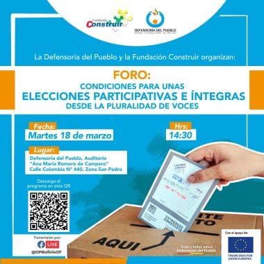 Foro: Condiciones para unas Elecciones Participativas e íntegras desde la pluralidad de voces