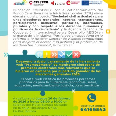 La Paz- Desayuno trabajo de lanzamiento de la herramienta web «Promesómetro»