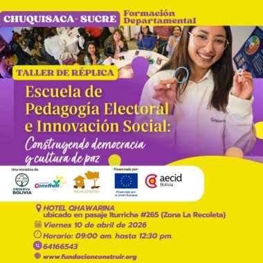 Chuquisaca- Sucre : Escuela de Pedagogía Electoral e Innovación Social – Taller de réplica – Formación departamental