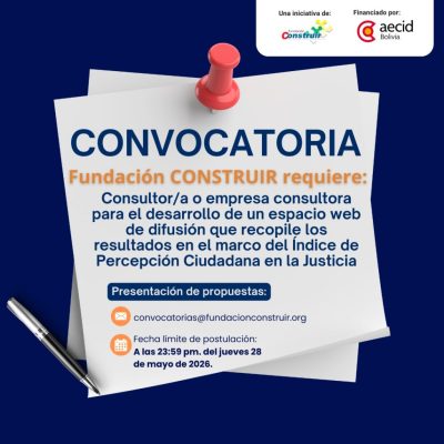 Convocatoriaweb Consultor/a o empresa consultora para el desarrollo de un espacio web de difusión que recopile los resultados en el marco del Índice de Percepción Ciudadana en la Justicia